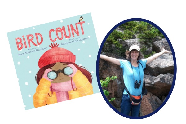 image with book cover on the left and photo of author on right