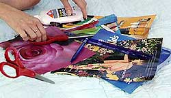 Bead making supplies: paper, scissors, pens, glue Bead making supplies: paper, scissors, pens, glue