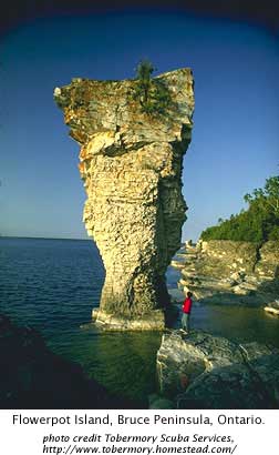 Flowerpot Island, Bruce Peninsula, Ontario. Photo credit: Tobermory Suba Services, tobermory.homestead.com