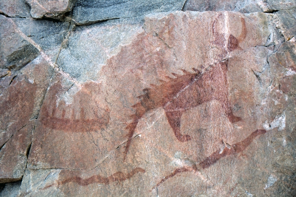 photo of Indian pictogram at Agawa Rock Lake Park in Ottawa