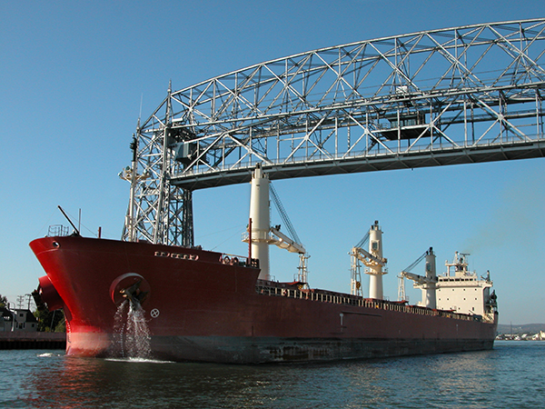 Duluth Lift Bridge and ship
