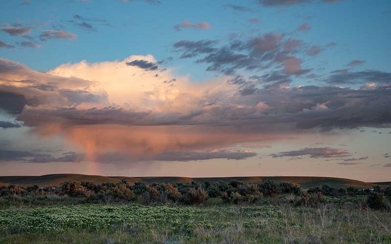 white clouds above hill during golden hour